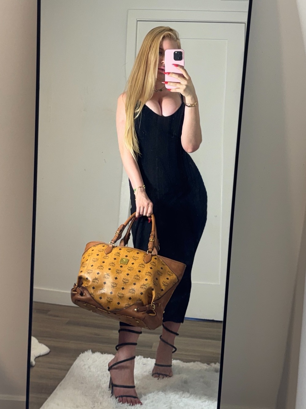 MCM Cognac Logo Visetos Duffel Bag - Picture 2 of 5